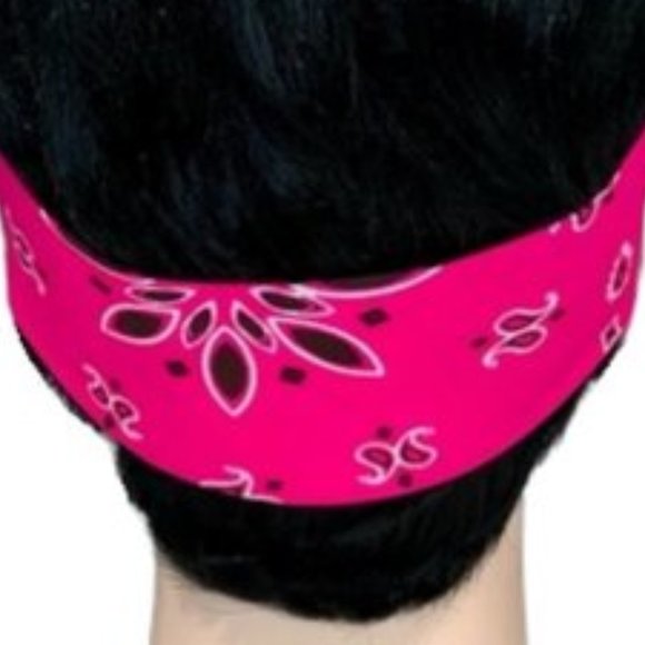 Neon Pink Paisley Rockabilly Bandana Tie Headband - Picture 11 of 13